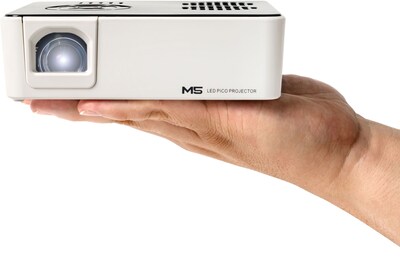 AAXA M5 WXGA (1280 x 800) Portable Business LED Mini Projector with 70 Minute Built-in Battery, Black/White
