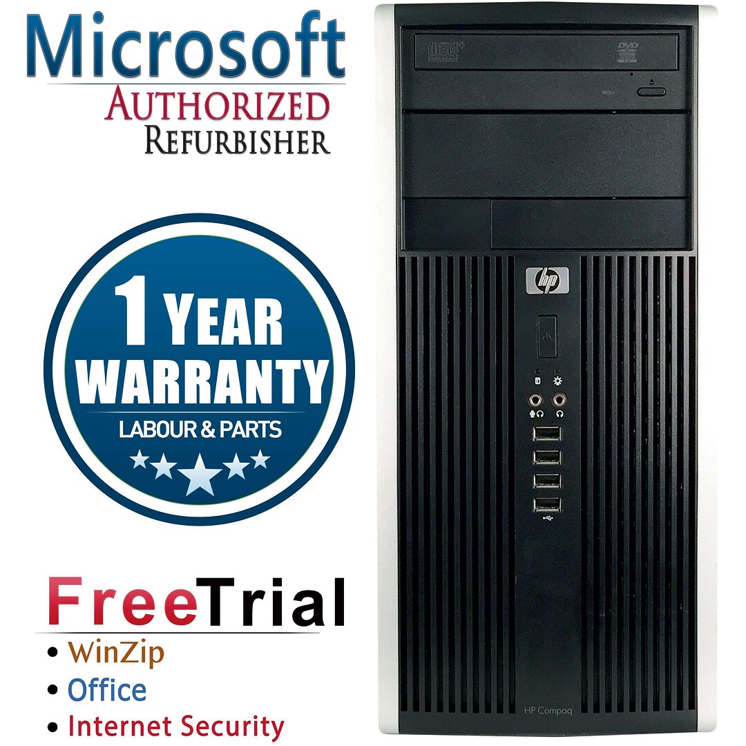Hp Compaq 60 Pro Tower Refurbished Desktop Computer Intel Core I3 2100 3 1g 4gb Ram 250gb Hdd Quill Com