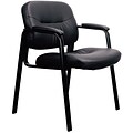 Essentials by OFM Leather Executive Side Chair, Black, Fixed Padded Arms (ESS-9010)
