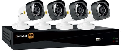 Defender HD 1080p 8 Channel 1TB DVR Security System and 4 Bullet Cameras with Web and Mobile Viewing
