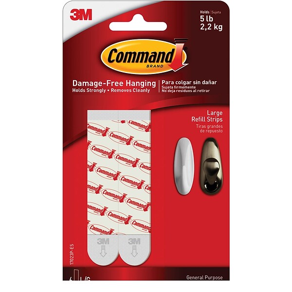 Command™ Large Refill Strips, White, 6/Pack