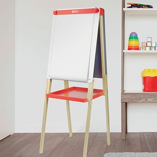 Flip-Over Double-Sided Kids Art Easel with Paper Roll Storage Bins for  Children