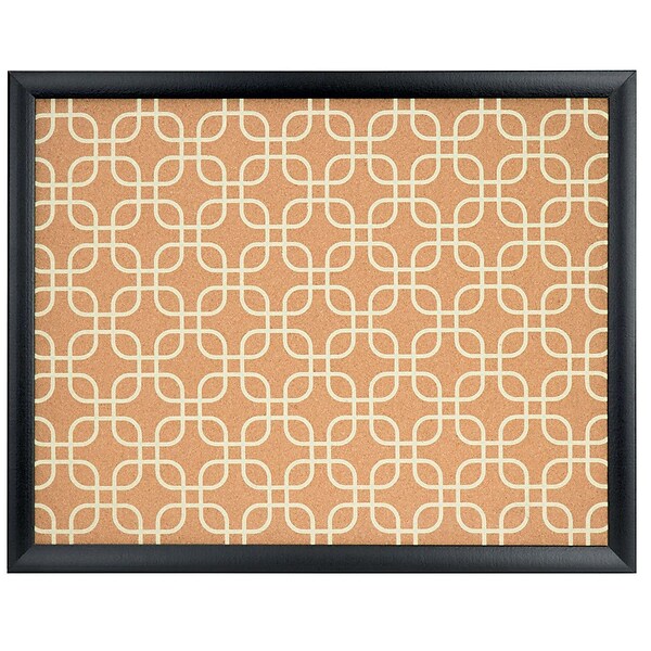 U Brands Fashion Cork Bulletin Board, 20 x 16, Black Finish Frame