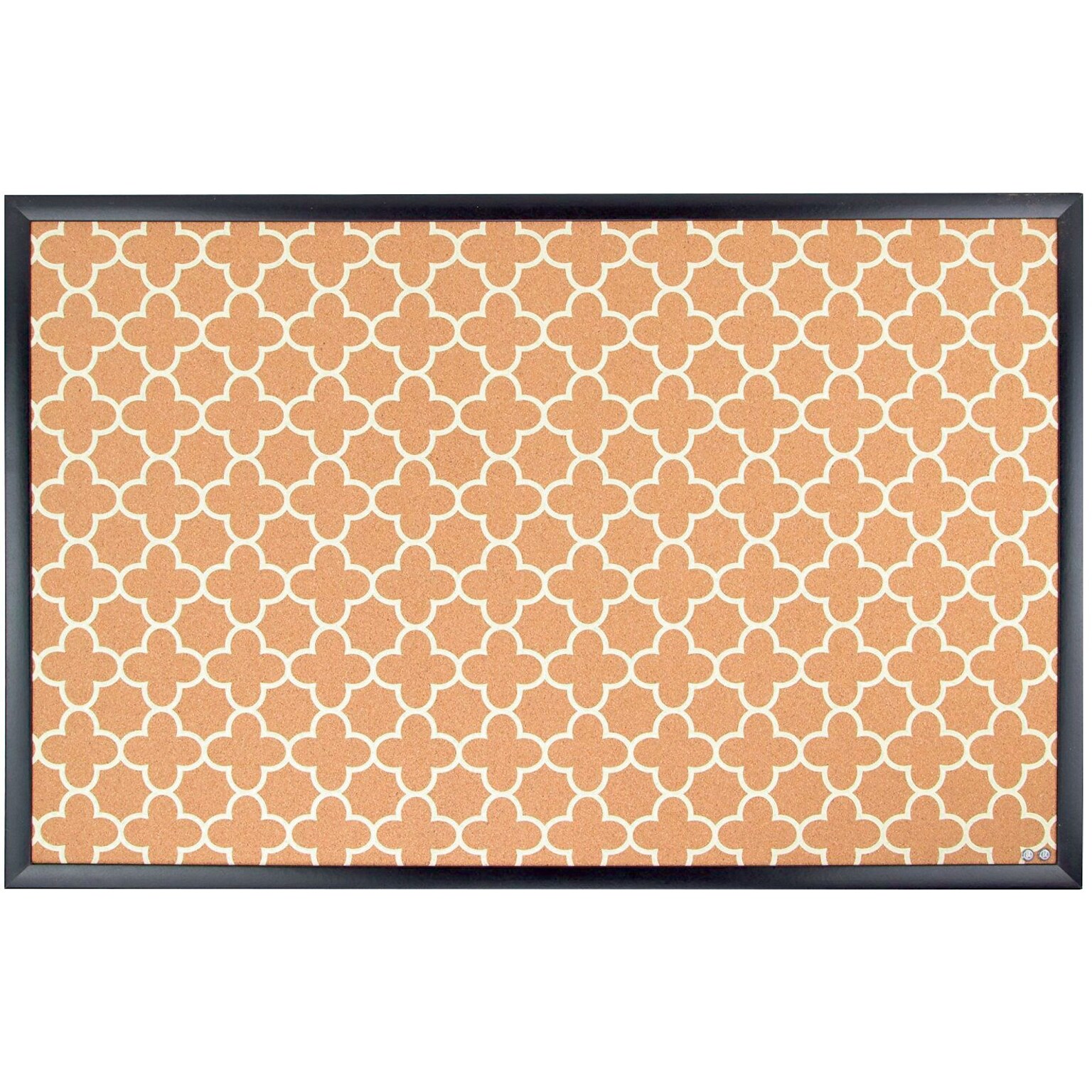 U Brands Fashion Cork Bulletin Board, 35 x 23, Black Finish Frame