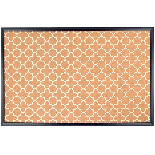 U Brands Fashion Cork Bulletin Board, 35 x 23, Black Finish Frame