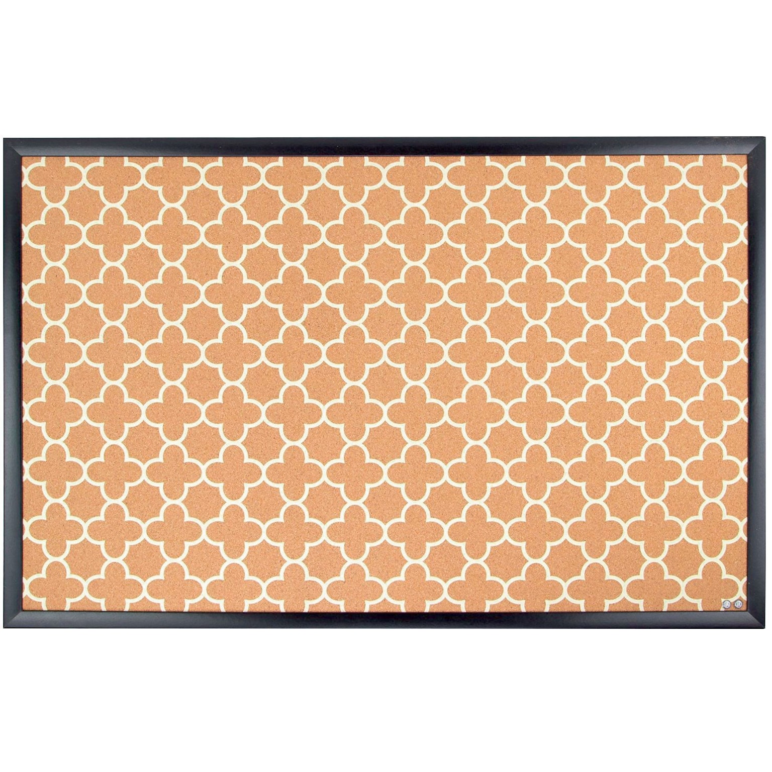 U Brands Fashion Cork Bulletin Board, 35 x 23, Black Finish Frame