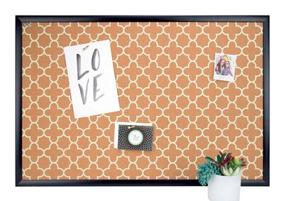 U Brands Fashion Cork Bulletin Board, 35" x 23", Black Finish Frame