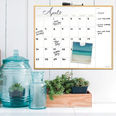 U Brands Magnetic Dry Erase Calendar Whiteboard, 20" x 16", Gold Aluminum Frame
