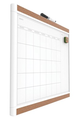 U Brands Pin-It Magnetic Dry Erase Monthly Calendar Board 20 x 16 White Frame