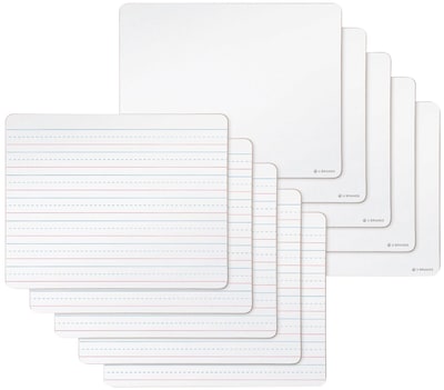 U Brands Double Sided Dry Erase Student Boards, Ruled and Plain, 12 x 9, 10/Pack (483U00-01)