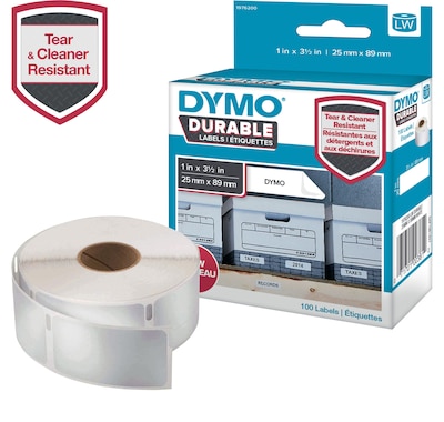 DYMO 1976200 1 Durable Shelving Label Tape White