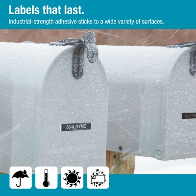 DYMO D1 Durable Labeling Tape for LabelManager Label Makers, White on Black, 1/2" W x 10' L, 1 Cartridge (1978365)