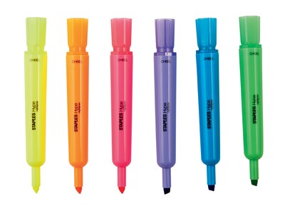 Staples Hype Tank Highlighters, Chisel, Assorted, 48/Pk (29204CT)