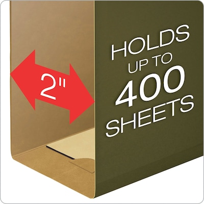 Pendaflex SureHook 1/5 Cut Tab Extra Capacity Reinforced Hanging Folder, 8.5" x 11", Standard Green, 10/Box (6152X2R)