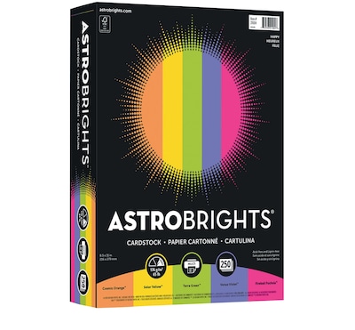 Astrobrights 65 lb. Cardstock Paper, 8.5 x 11, Assorted Colors, 250 Sheets/Pack, 4 Packs/Carton (2