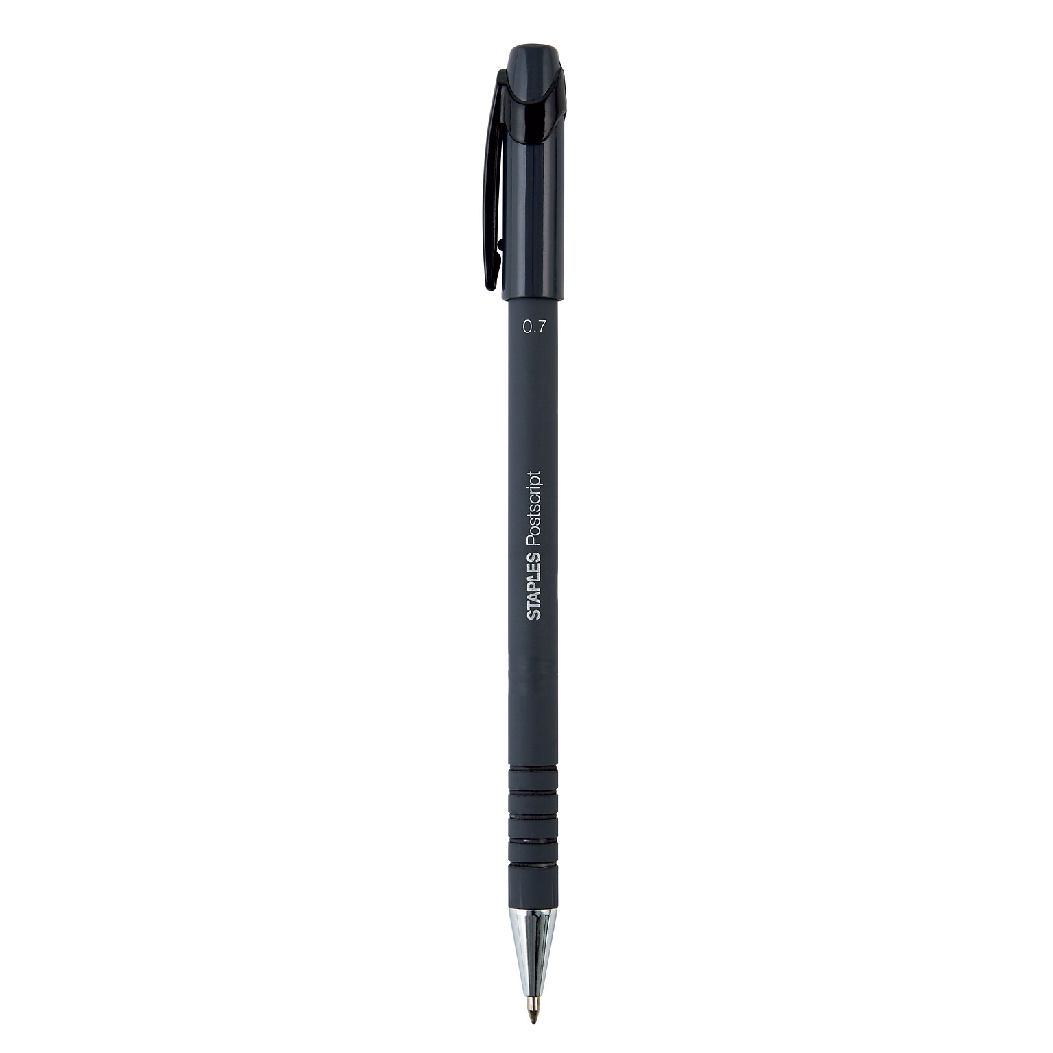 Staples® Postscript™ Ballpoint Stick Pens, Fine Point, 0.7mm, Black, 12