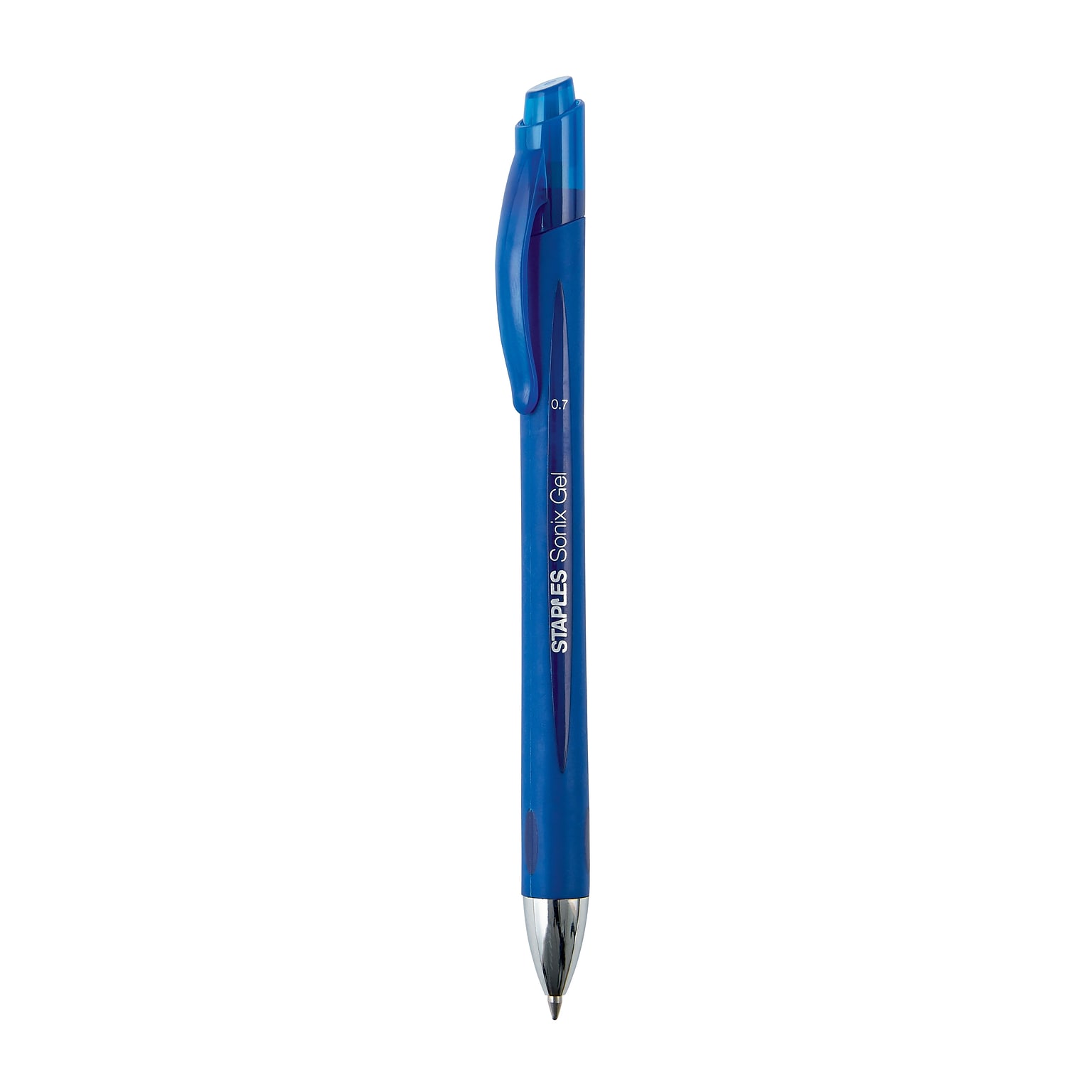 Staples® Sonix® Retractable Gel Pens, Medium Point, 0.7mm, Blue, 12/Pack (13563-CC)