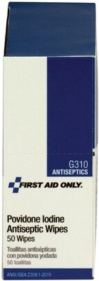 First Aid Only Povidone-Iodine Infection Control Wipes, 50/Box (G310)