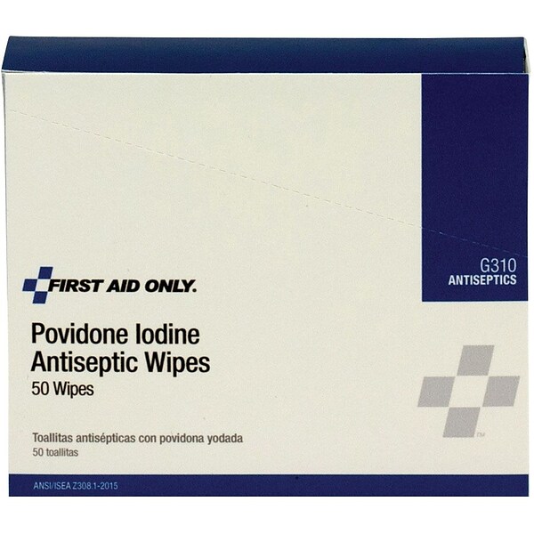 First Aid Only Povidone-Iodine Infection Control Wipes, 50/Box (G310)