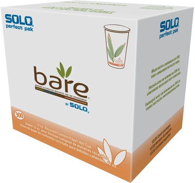 Solo Bare® Eco-Forward® Paper Hot Cups Perfect Pak® 12 oz., Bare® Design, 300/Carton (OF12RC-J8484)