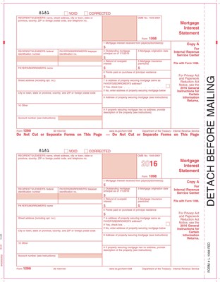 TOPS 1098 Tax Form, 1 Part, Federal - Copy A, White, 8 1/2 x 11, 100 Sheets/Pack (L1098FED3416)