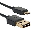 QVS® 3 Reversible USB to Reversible Micro-USB Sync/Fast Charging Cable; Male to Male, Black (QP2218R-3)