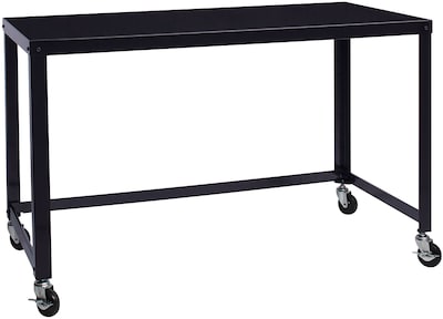 Space Solutions 48 Wide Metal Mobile Desk Workstation with Wheels, Black (21113)