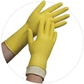 Ambitex® Flock Lined Powder Free Rubber Gloves, Latex, Extra Large, Yellow, 12 Pairs (LXL6500)