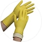 Ambitex® Flock Lined Powder Free Rubber Gloves, Latex, Medium, Yellow, 12 Pairs (LMD6500)