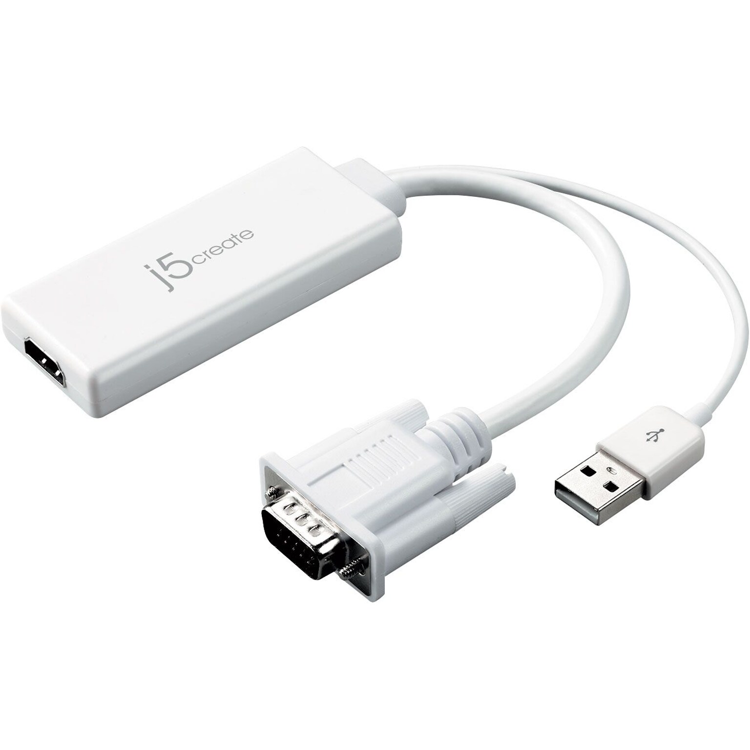 j5create VGA to HDMI Video Audio Adapter, Male to Female, White (JDA214)