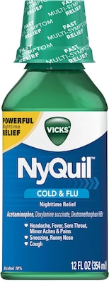 Vicks® NyQuil Cold & Flu Nighttime Liquid, 12 oz Bottle, 12/Carton (PGC01426)