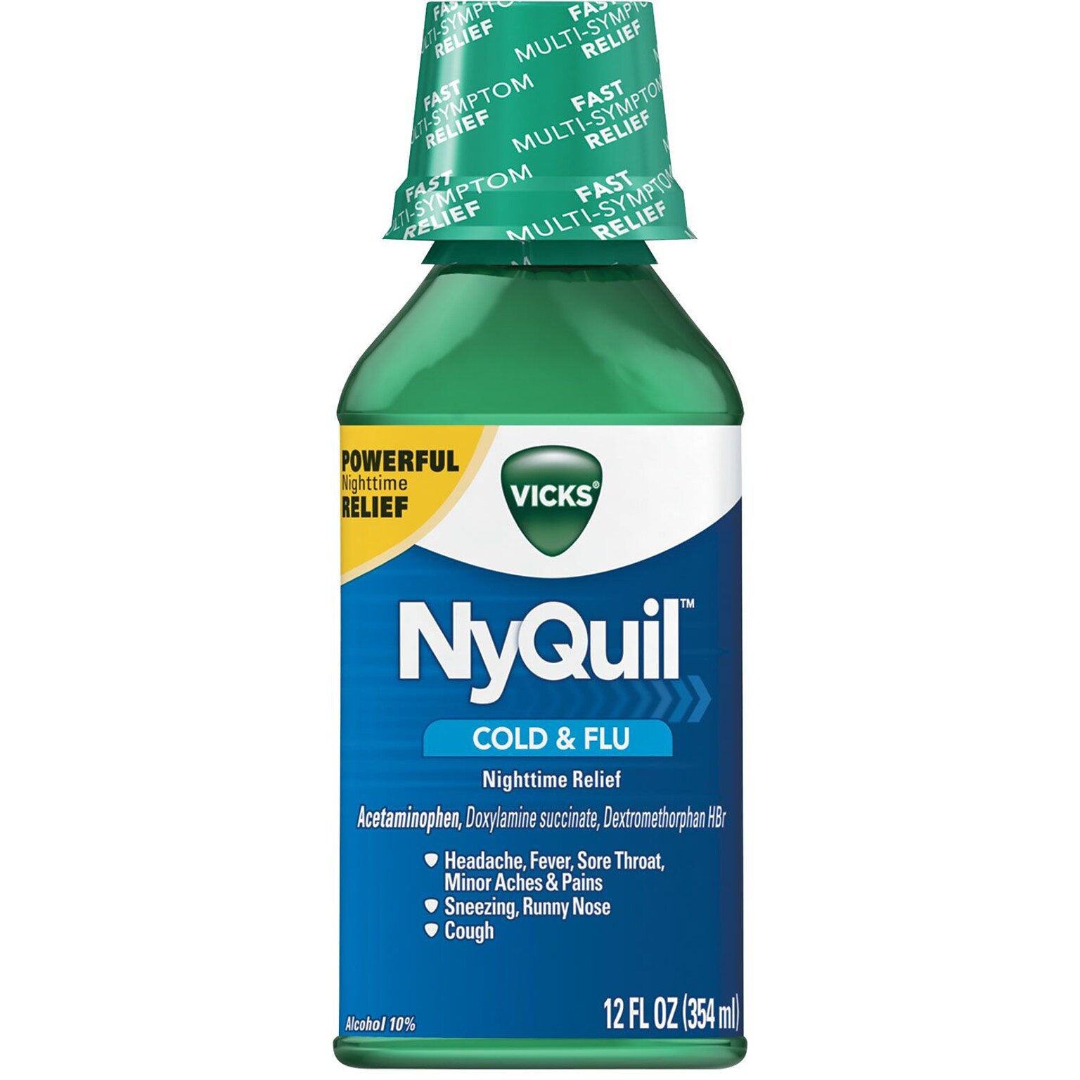 Vicks® NyQuil Cold & Flu Nighttime Liquid, 12 oz Bottle, 12/Carton (PGC01426)