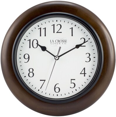La Crosse Clock 10 In Brown Solid Wood Analog Wall Clock (404-2625)