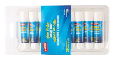 Staples® Washable Glue Sticks, .28 oz., 36/Pk (ST44777)