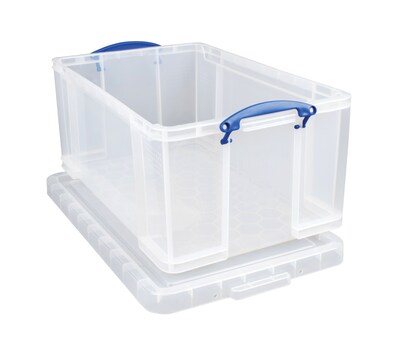 Really Useful Box® Plastic Storage Container With Handles/Latch Lid, 28 x  17 5/16 x 12 1/4, Clear