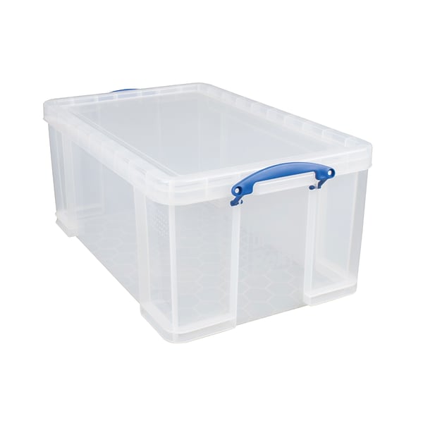 Really Useful Box® Plastic Storage Container With Handles/Latch Lid, 28 x  17 5/16 x 12 1/4, Clear
