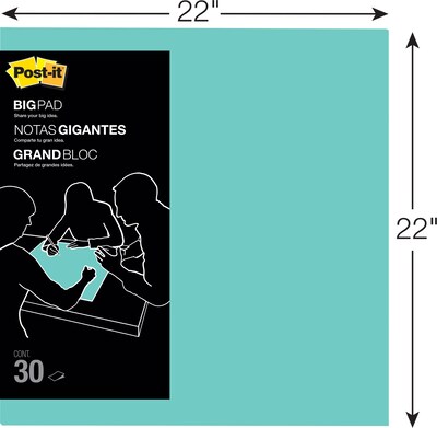 Post-it® Big Pad, 22 x 22, Aqua Wave, Each (BP22B)