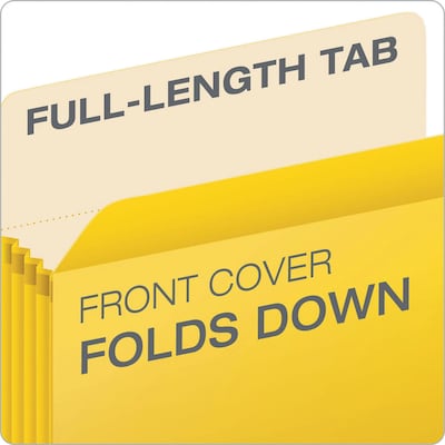 Pendaflex 10% Recycled Reinforced File Pocket, 5 1/4" Expansion, Letter Size, Yellow (2366396)