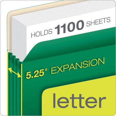Pendaflex 10% Recycled Reinforced File Pocket, 5 1/4 Expansion, Letter Size, Green (2366397)