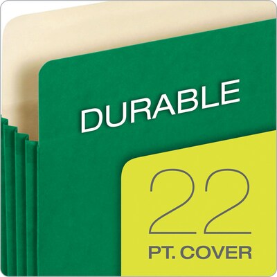 Pendaflex 10% Recycled Reinforced File Pocket, 5 1/4" Expansion, Letter Size, Green (2366397)