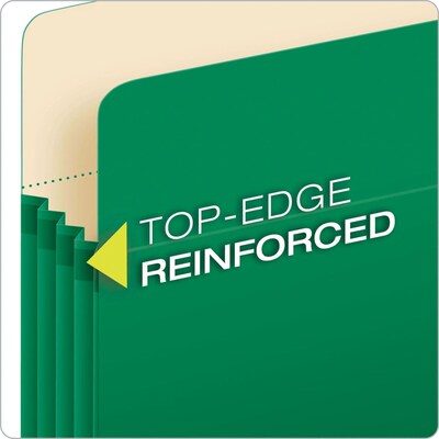 Pendaflex 10% Recycled Reinforced File Pocket, 5 1/4" Expansion, Letter Size, Green (2366397)