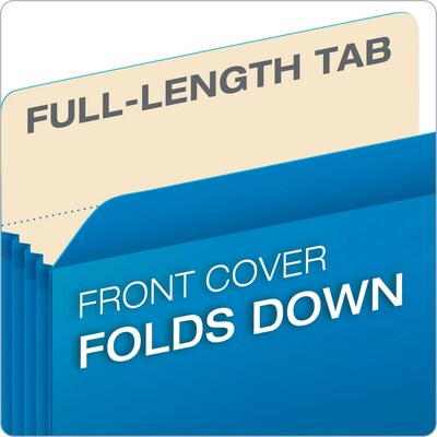 Pendaflex 10% Recycled Reinforced File Pocket, 5 1/4" Expansion, Letter Size, Blue (2371146)