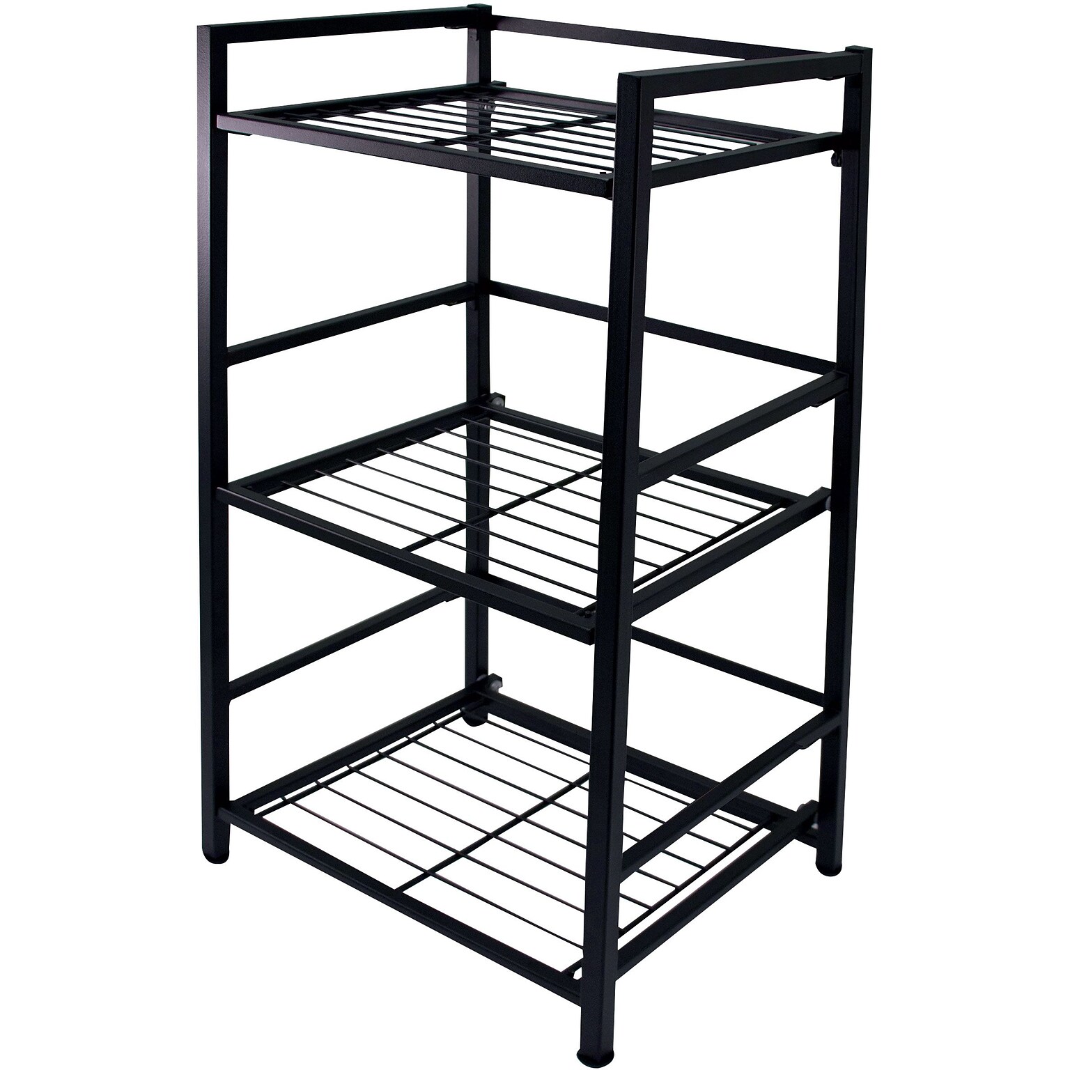 Flipshelf 3 Shelf Metal Shelving Unit, 30.5H x 14.5W x 12D, Black (38702)