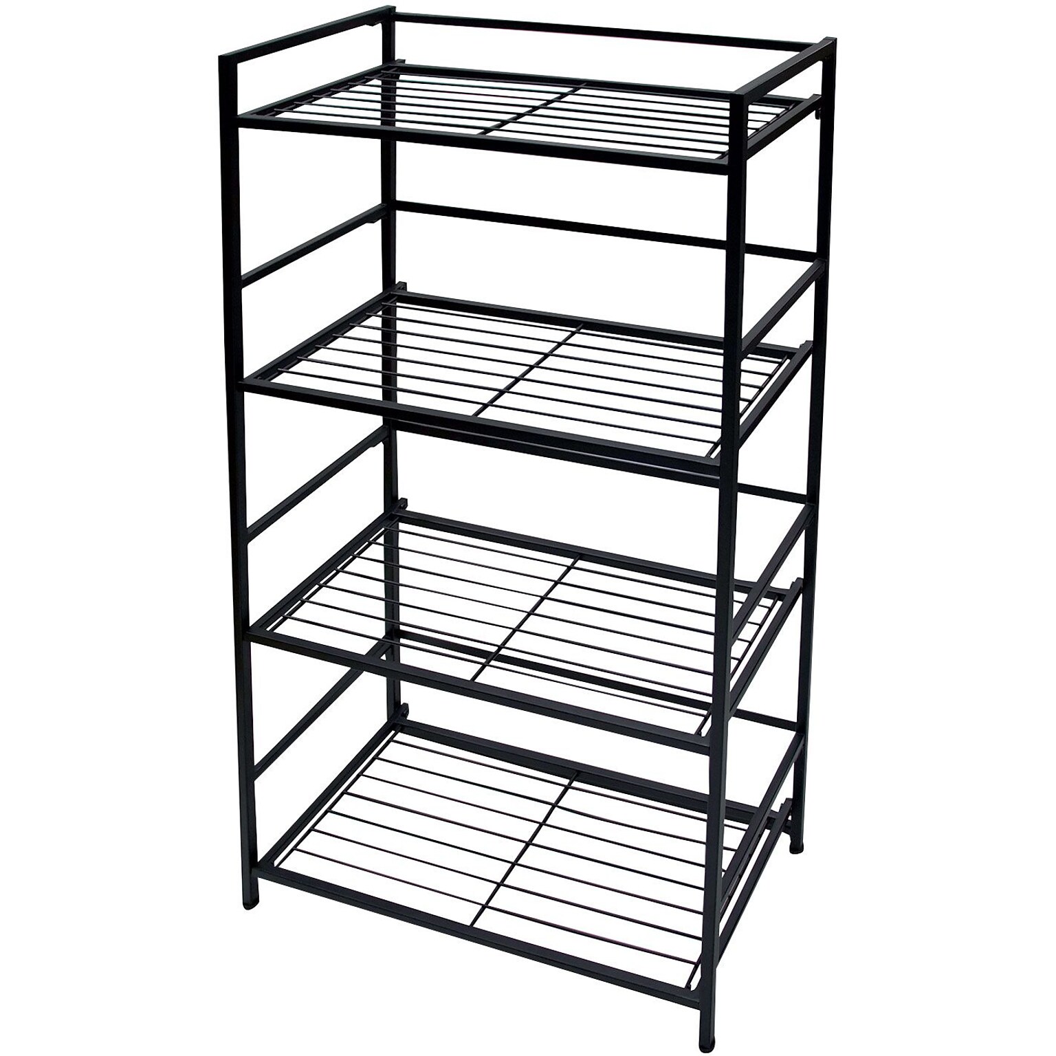 Flipshelf 4 Shelf Metal Shelving Unit, 43 H x 26.5 W x 12 D, Black (38701)