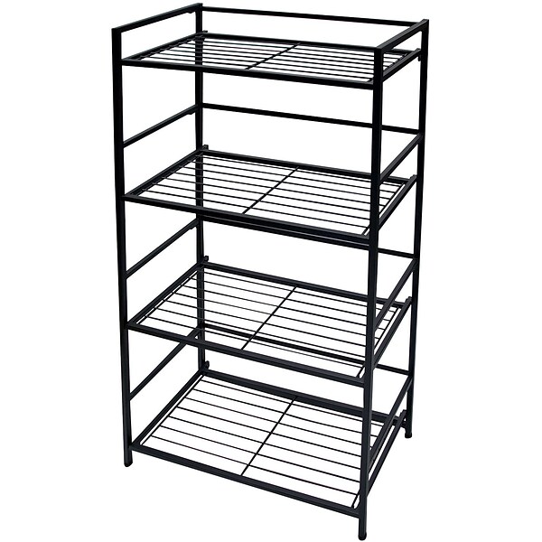 FlipShelf Black 3 Tier Metal Narrow Shelving Unit