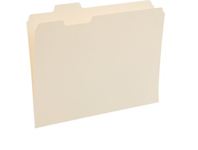 Pendaflex Essentials File Folder, Letter, 0.75" Expansion, 1/5 Tab Cut, Assorted Position Tab Location, 11 pt., Manila, 100/Box