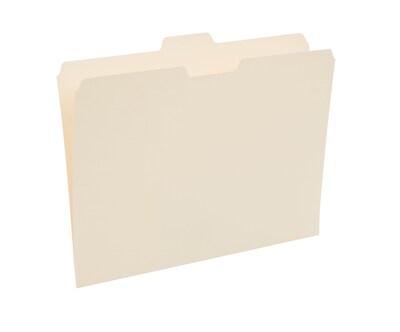 Pendaflex Essentials File Folder, Letter, 0.75" Expansion, 1/5 Tab Cut, Assorted Position Tab Location, 11 pt., Manila, 100/Box