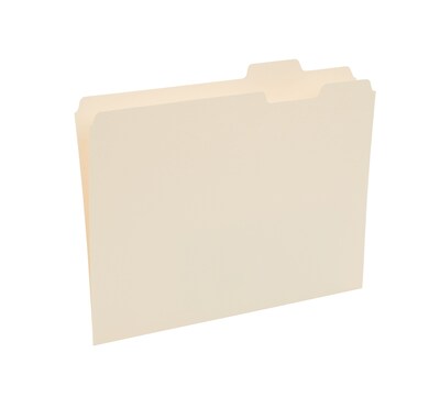Pendaflex Essentials File Folder, Letter, 0.75" Expansion, 1/5 Tab Cut, Assorted Position Tab Location, 11 pt., Manila, 100/Box