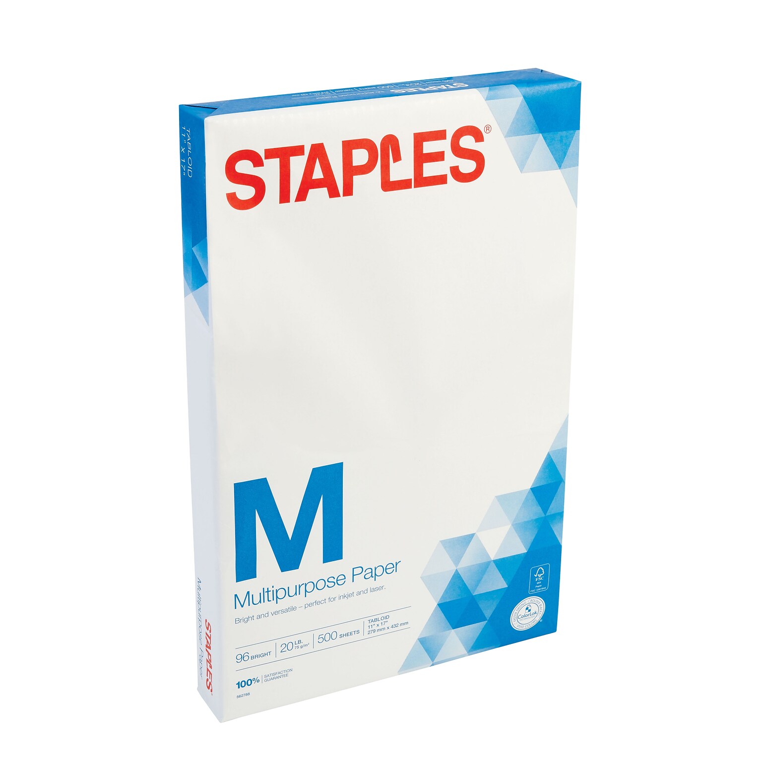 Staples 11 x 17 Multipurpose Paper, 20 lbs., 96 Brightness, 500/Ream (05033)