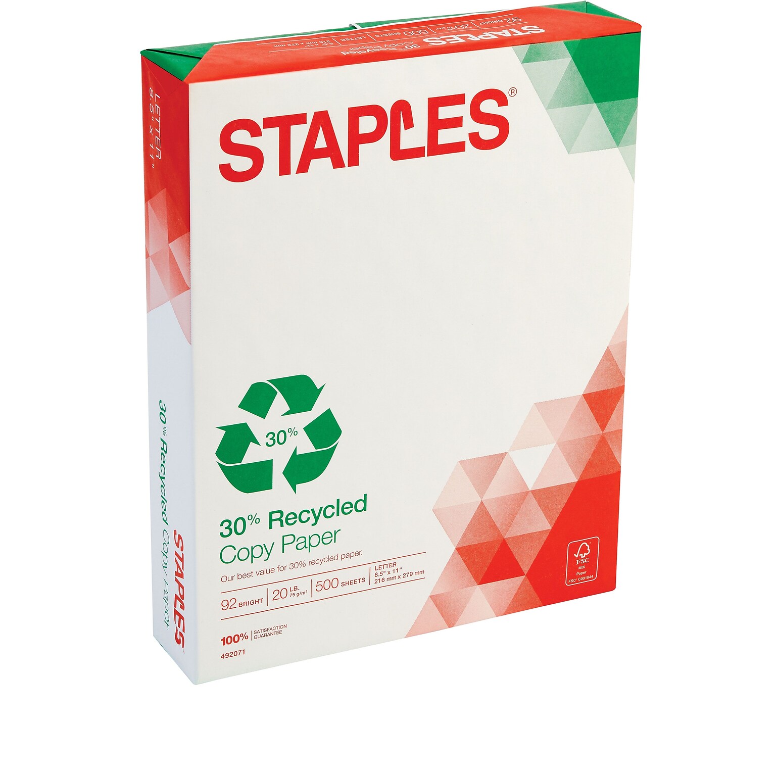 30% Recycled Copy Paper, 8 1/2 x 11, White, 500/Ream (112350/1542)